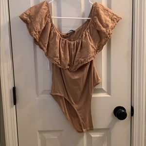 Tan Off the Shoulder Bodysuit